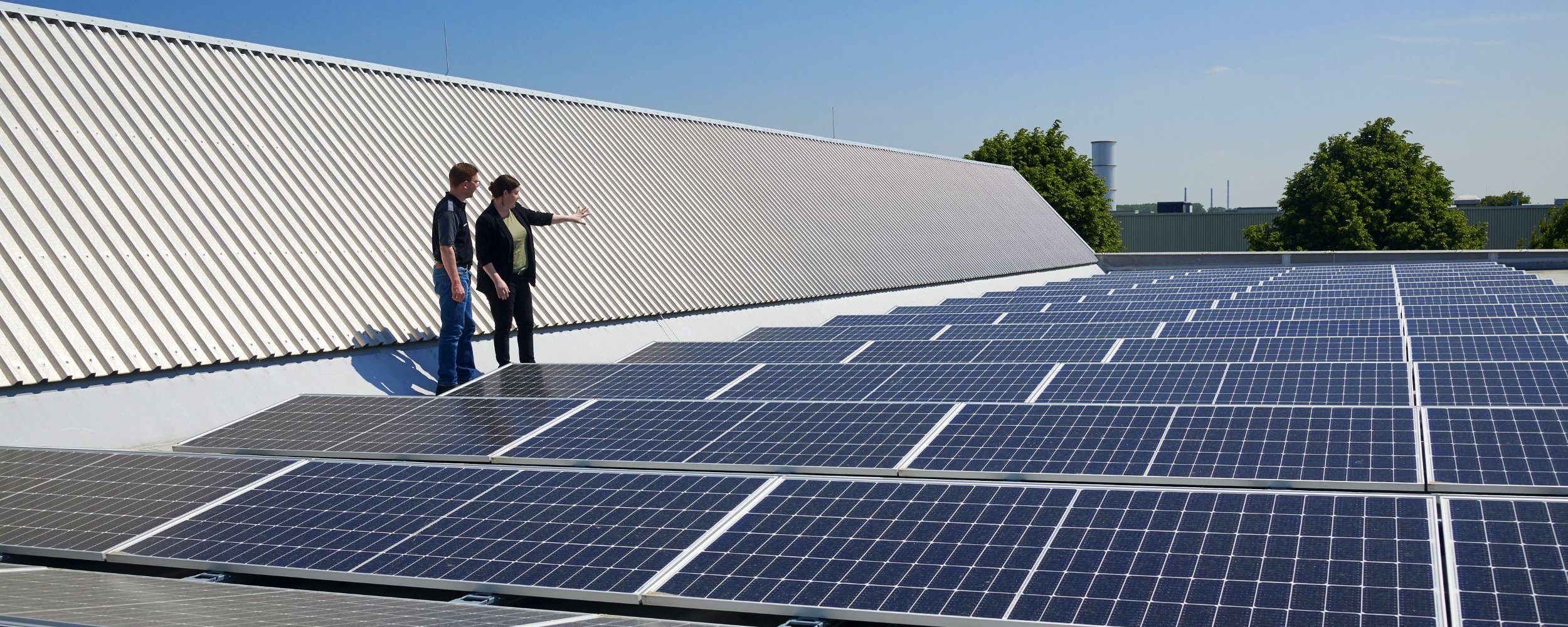 Photovoltaic systems on the roof of the plant