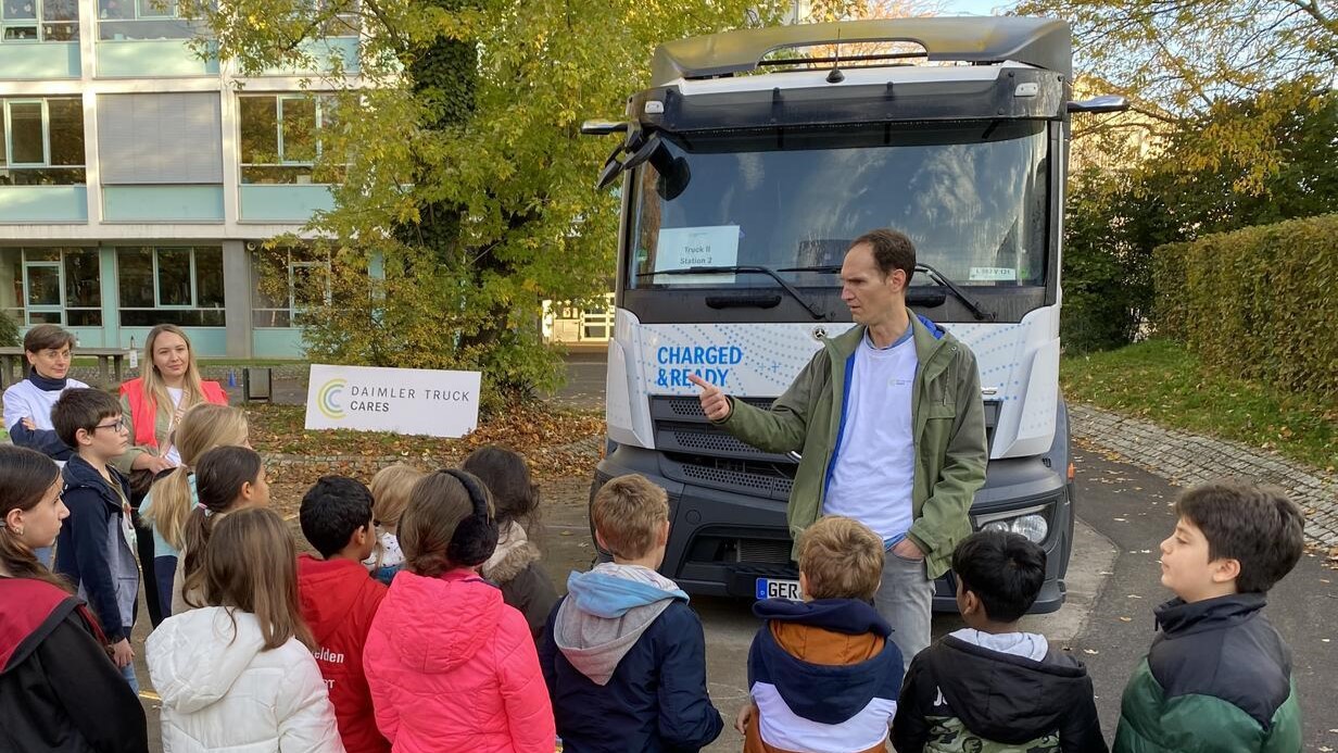 Children participating in road safety training